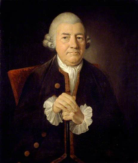 John Baskerville designed his famous serif typeface in 1757. A portrait of John Baskerville